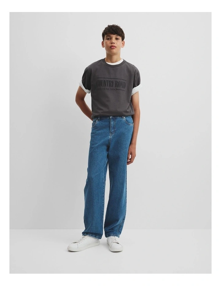 Teen Straight Denim Jean in Mid Blue Wash image 1