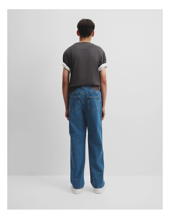 Teen Straight Denim Jean in Mid Blue Wash image 4