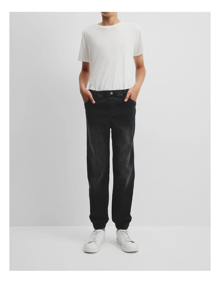 Teen Denim Jogger in Washed Black image 2