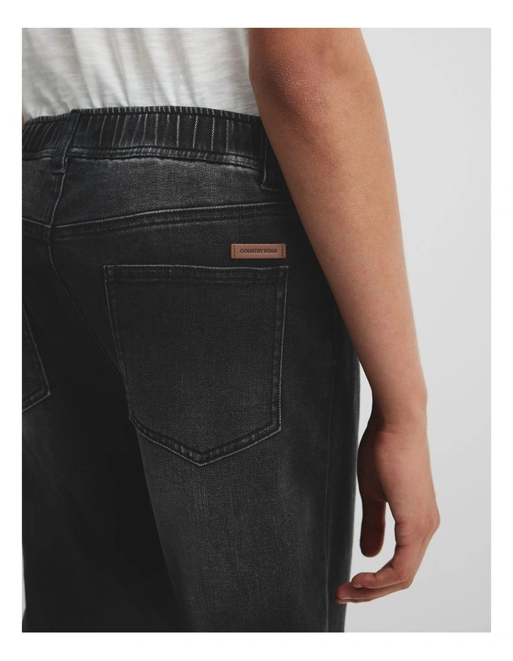 Teen Denim Jogger in Washed Black image 3