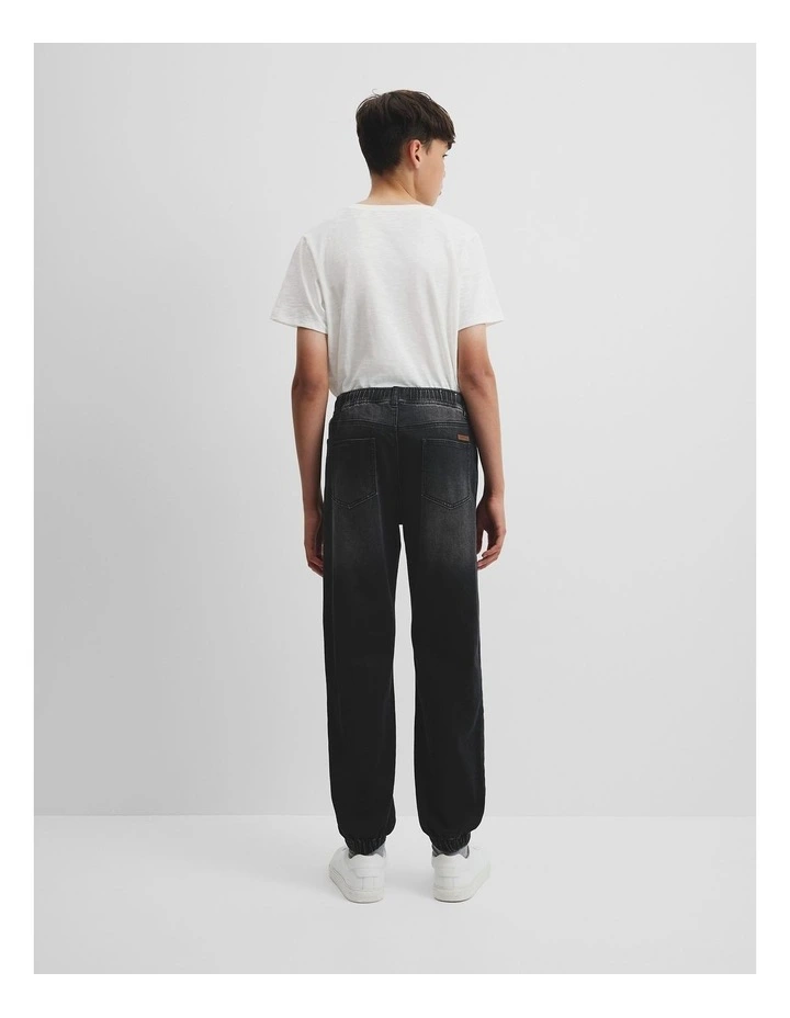 Teen Denim Jogger in Washed Black image 4