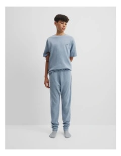 Teen Waffle Pyjama in Dusty Blue Marle