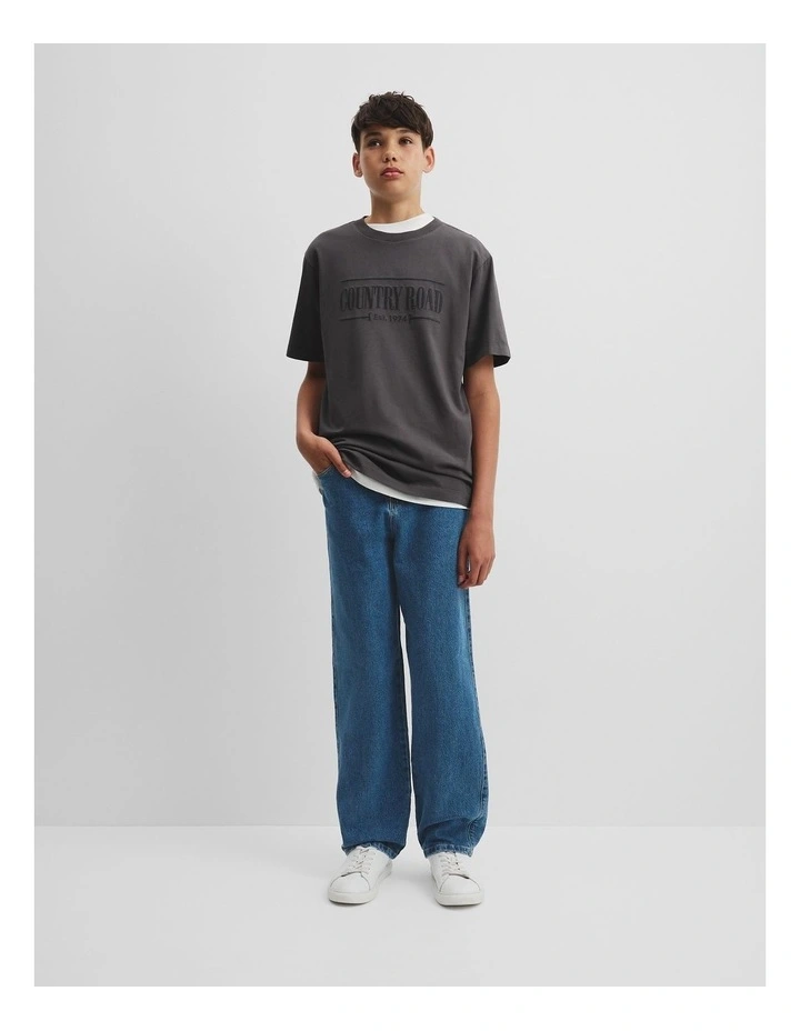 Teen Australian Cotton Heritage Oversized T-shirt in Graphite image 1