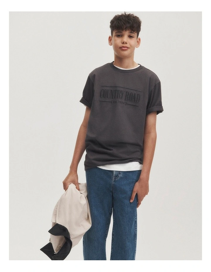 Teen Australian Cotton Heritage Oversized T-shirt in Graphite image 2