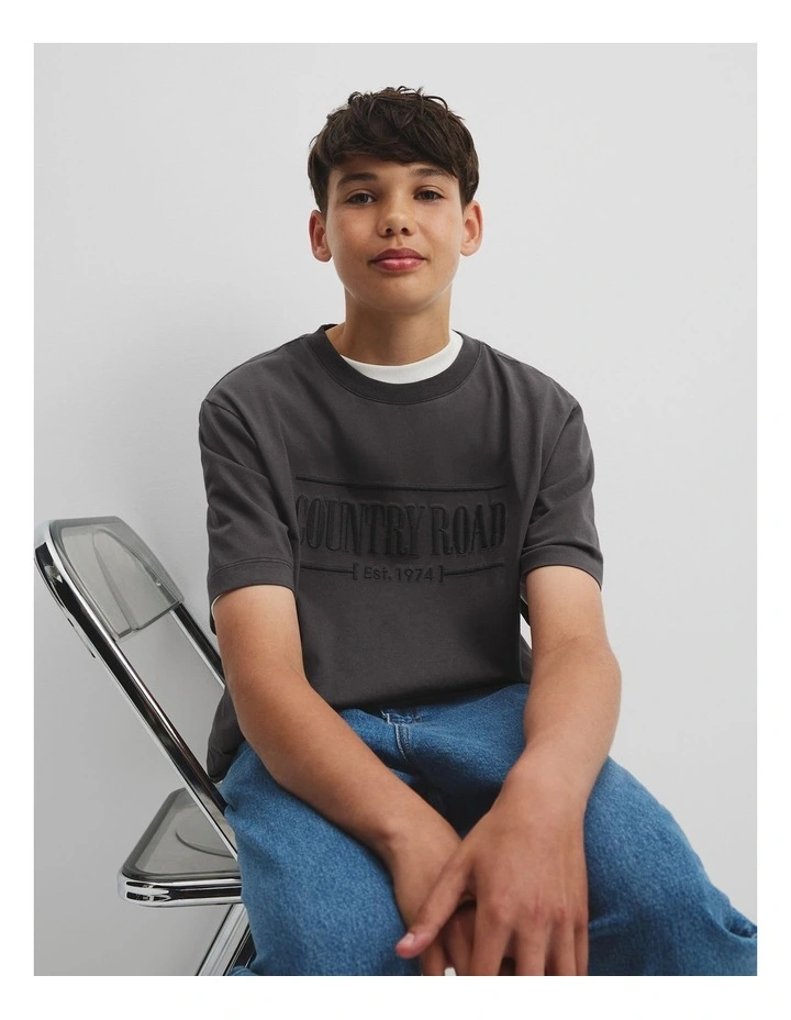 Teen Australian Cotton Heritage Oversized T-shirt in Graphite image 3