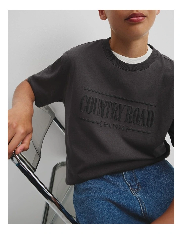 Teen Australian Cotton Heritage Oversized T-shirt in Graphite image 4