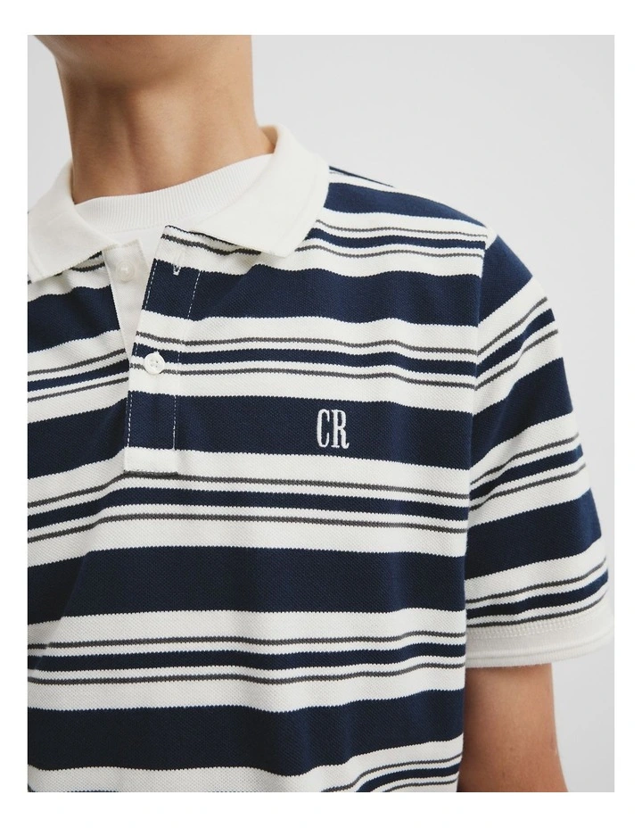 Teen Polo Shirt in Navy Stripe image 3