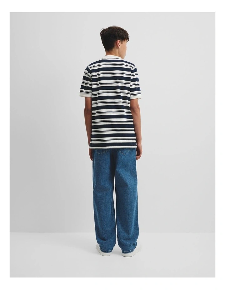 Teen Polo Shirt in Navy Stripe image 4
