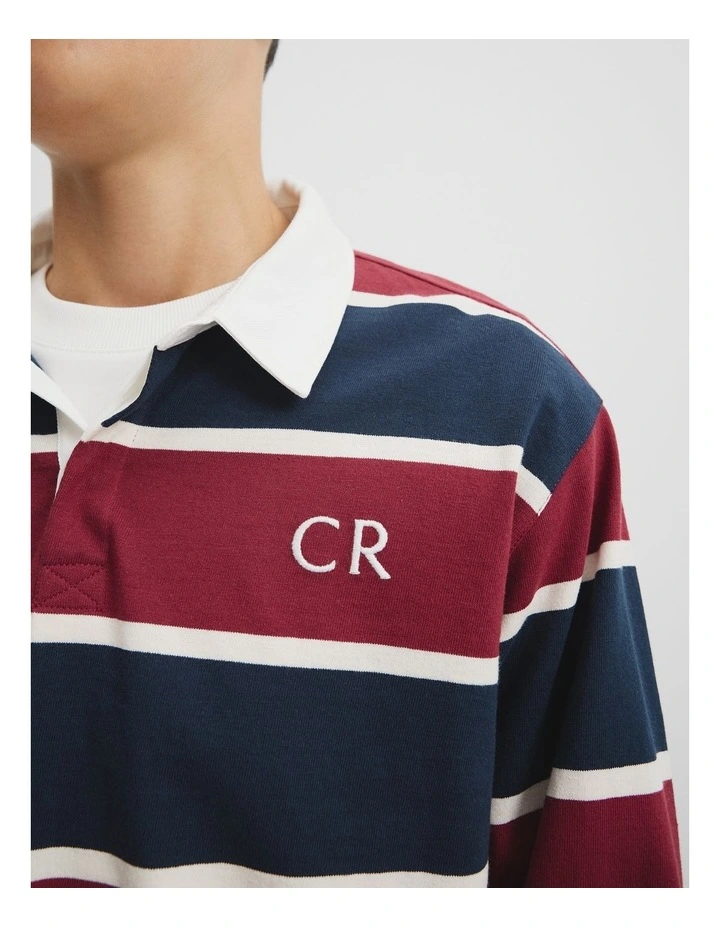 Teen Long Sleeve Rugby T-shirt in Currant Stripe image 4