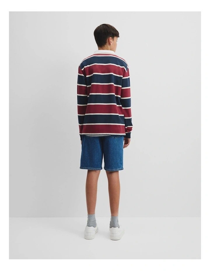 Teen Long Sleeve Rugby T-shirt in Currant Stripe image 5