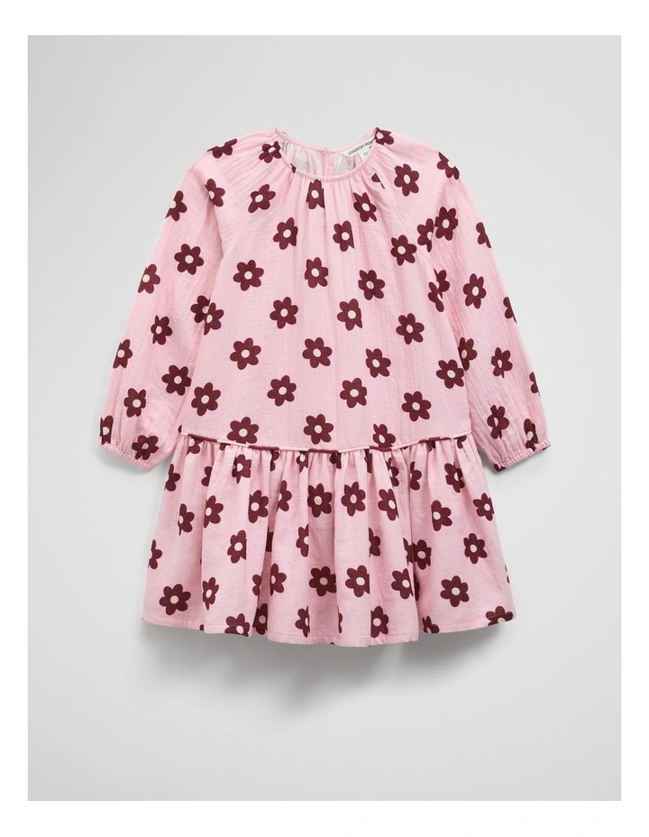 Drop Waist Long Sleeve Dress in Pink Floral image 4