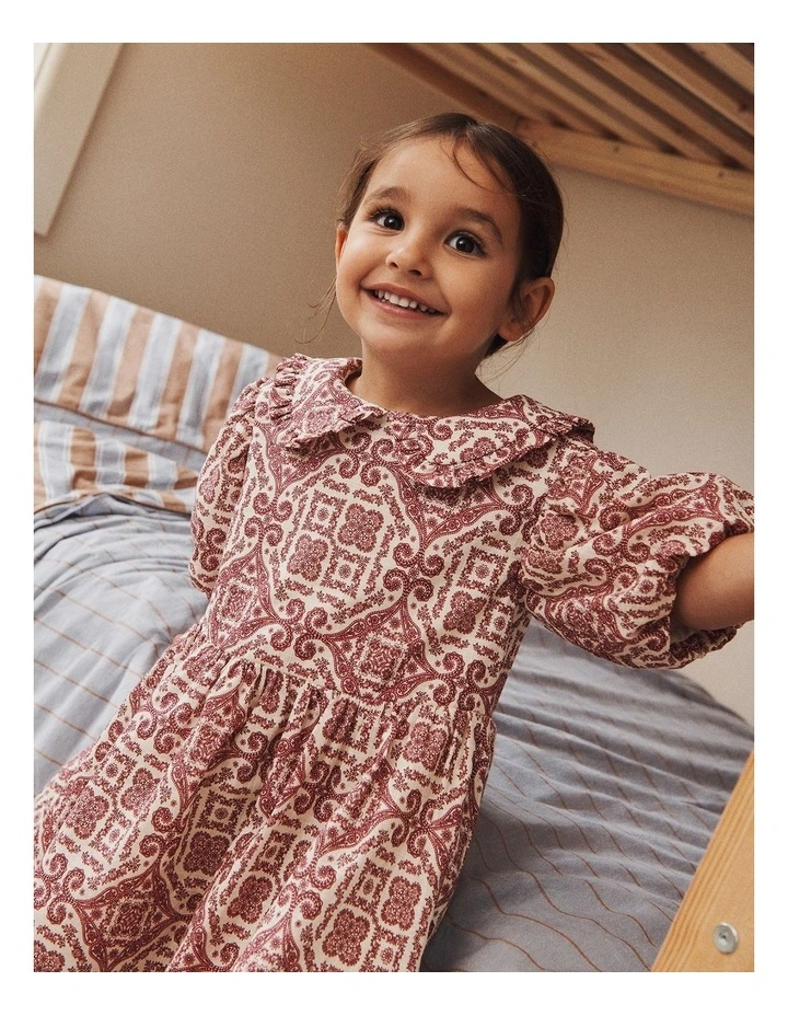 Frill Collar Print Dress in Pink image 2