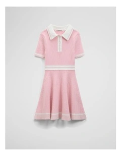 Short Sleeve Knit Dress in Playful Pink