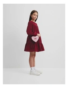 Drop Waist Cord Dress in Ruby