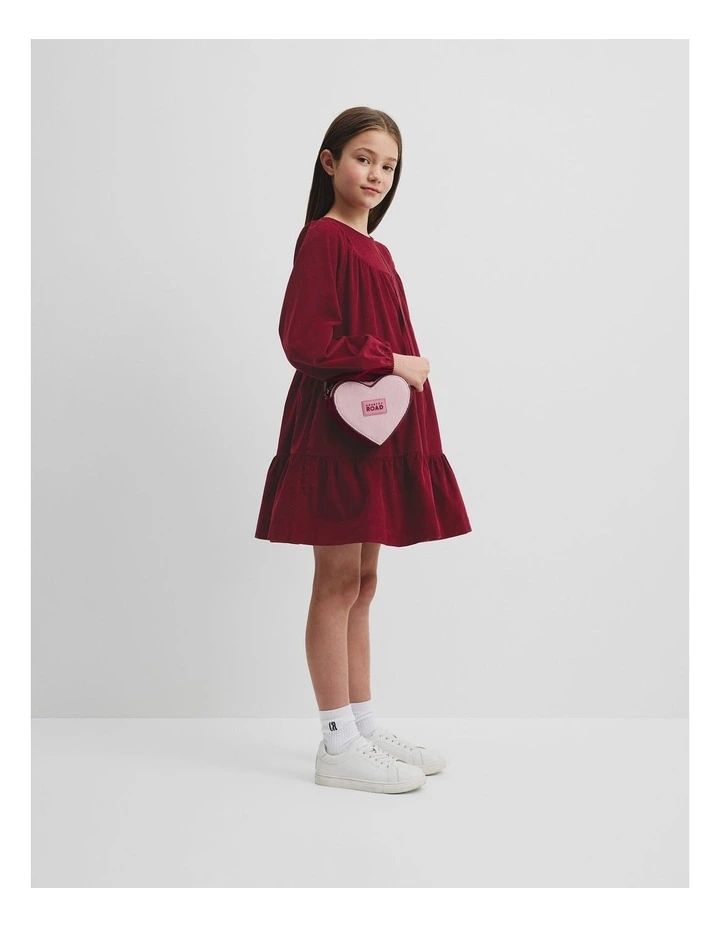 Drop Waist Cord Dress in Ruby image 1