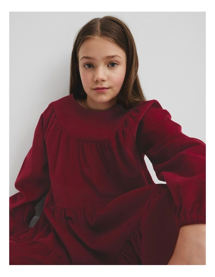 Drop Waist Cord Dress in Ruby image 2