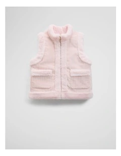 Reverse Faux Fur Vest in Mineral Pink
