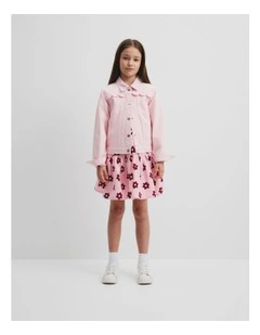 Scallop Denim Jacket in Mineral Pink