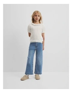 Frill Neck Knit Top in Marshmallow