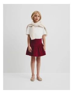 Organically Grown Cotton Cord Flounce Skirt in Ruby