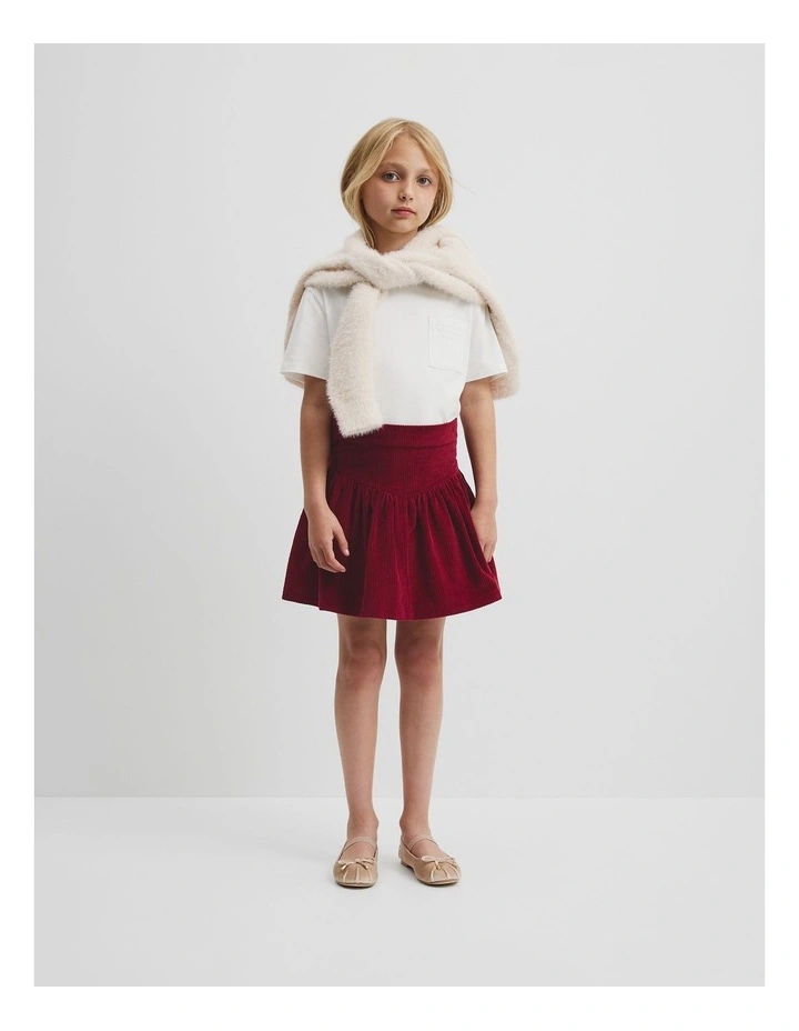 Organically Grown Cotton Cord Flounce Skirt in Ruby image 1