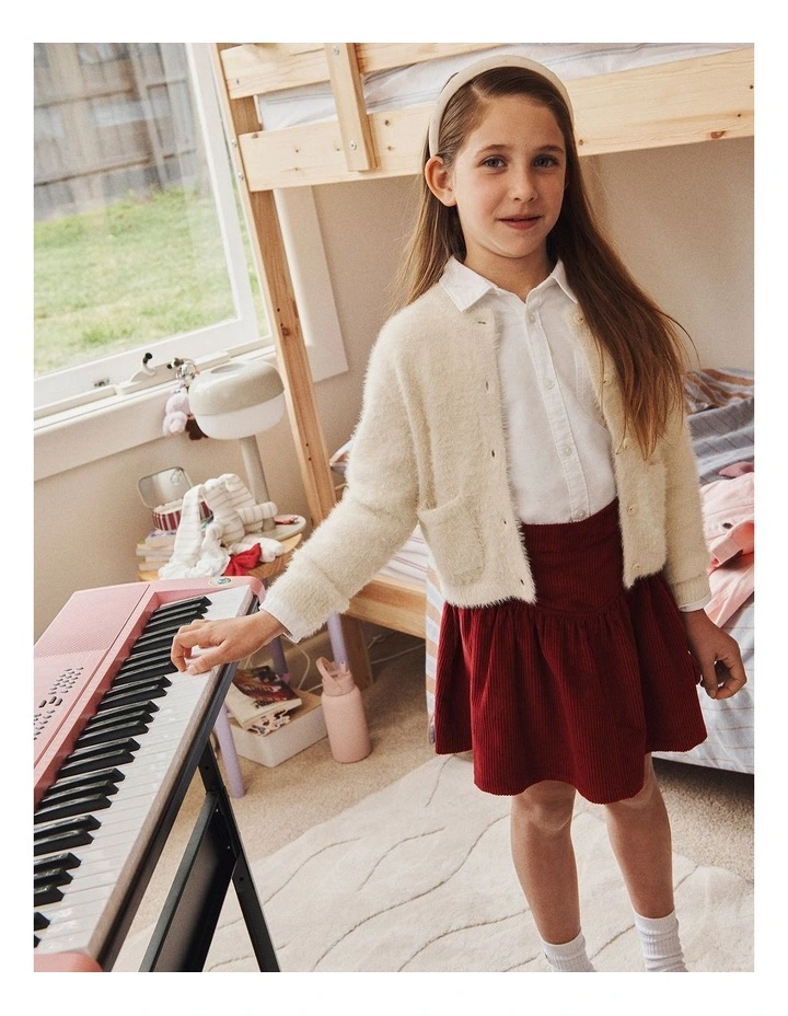 Organically Grown Cotton Cord Flounce Skirt in Ruby image 2