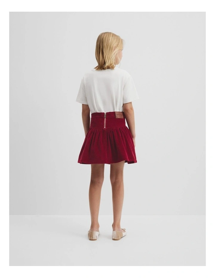 Organically Grown Cotton Cord Flounce Skirt in Ruby image 4