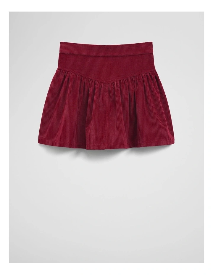 Organically Grown Cotton Cord Flounce Skirt in Ruby image 5