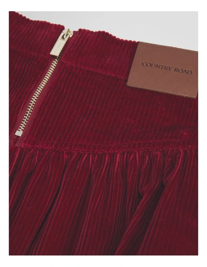 Organically Grown Cotton Cord Flounce Skirt in Ruby image 6