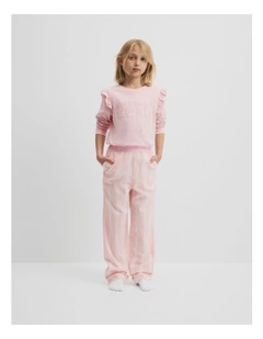Australian Cotton Long Sleeve Stripe Pyjama Set in Mineral Pink
