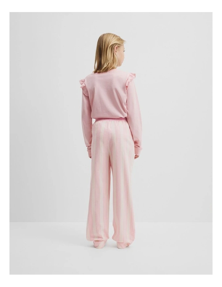 Australian Cotton Long Sleeve Stripe Pyjama Set in Mineral Pink image 3