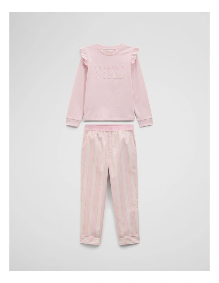 Australian Cotton Long Sleeve Stripe Pyjama Set in Mineral Pink image 4