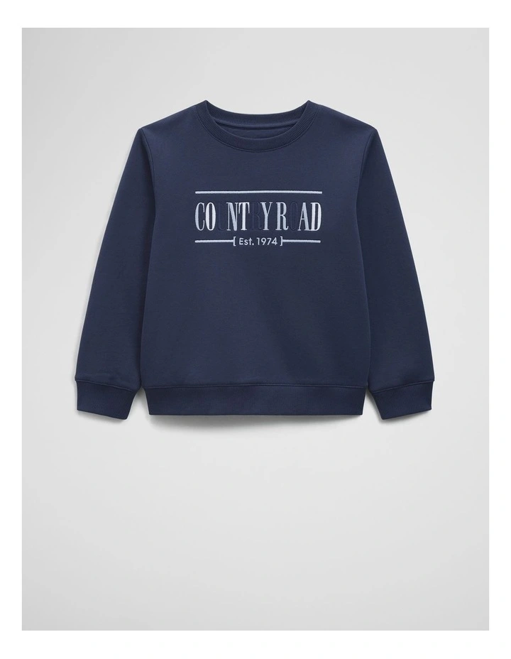 Australian Cotton Relaxed Heritage Sweat in Navy Multi image 1