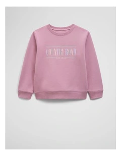 Australian Cotton Relaxed Heritage Sweat in Berry Multi