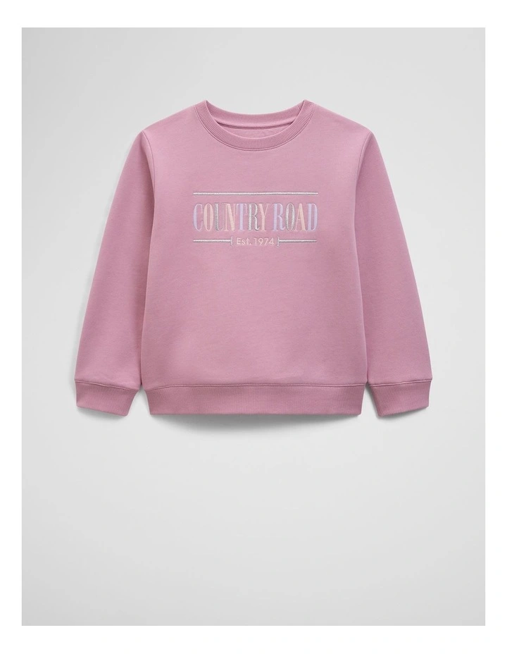 Australian Cotton Relaxed Heritage Sweat in Berry Multi image 1