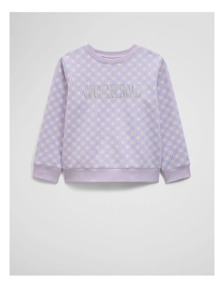 Australian Cotton Relaxed Heritage Sweat in Bluebell Multi image 1