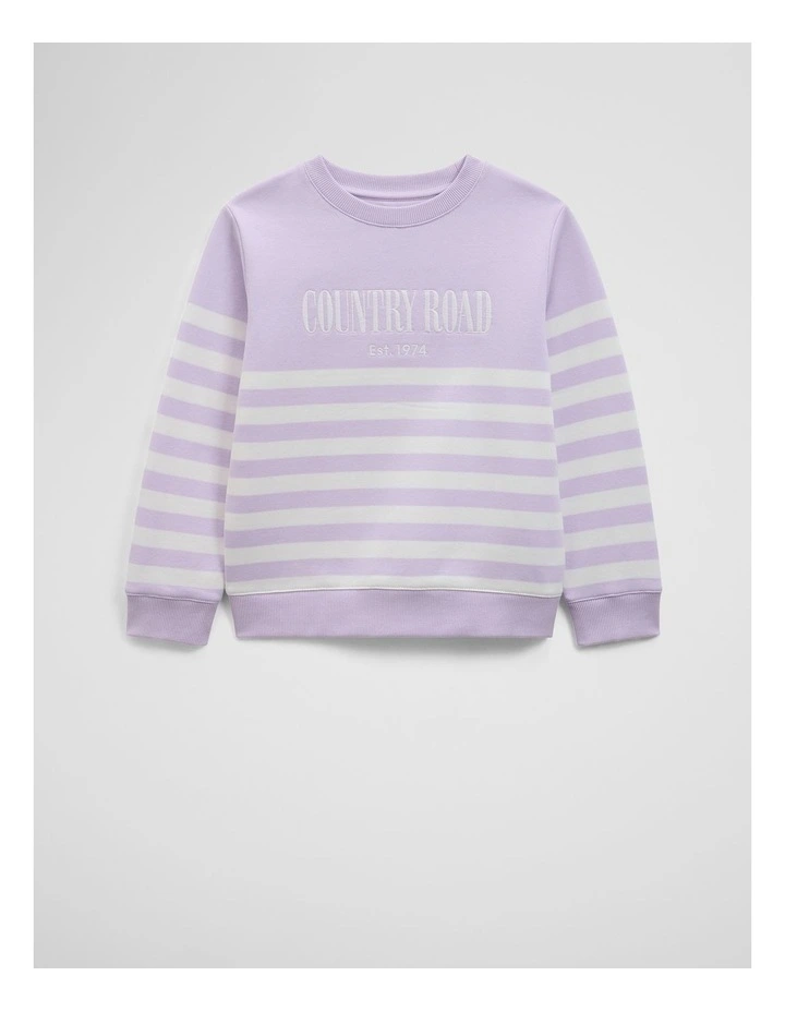 Australian Cotton Relaxed Heritage Sweat in Lilac Stripe image 1