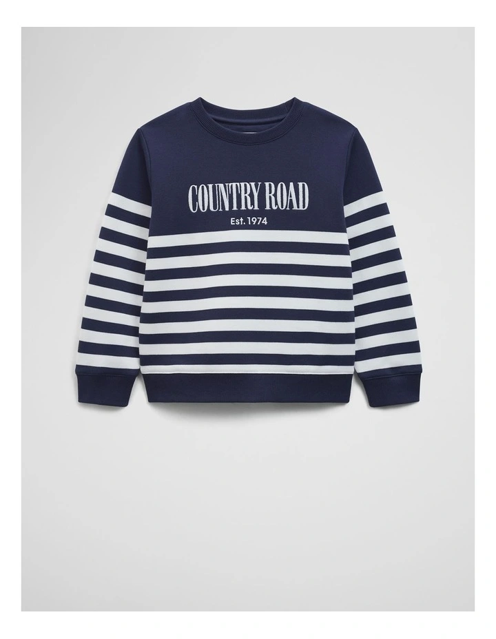 Australian Cotton Relaxed Heritage Sweat in Navy Stripe image 4