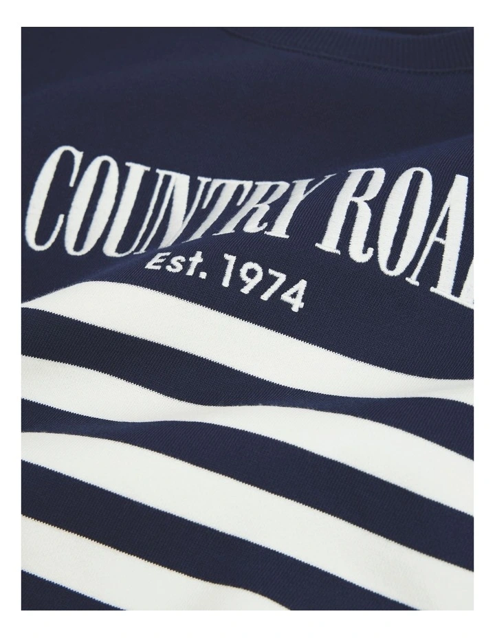 Australian Cotton Relaxed Heritage Sweat in Navy Stripe image 5