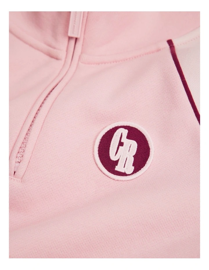 Spliced Half Zip Sweat in Multi Pink image 2