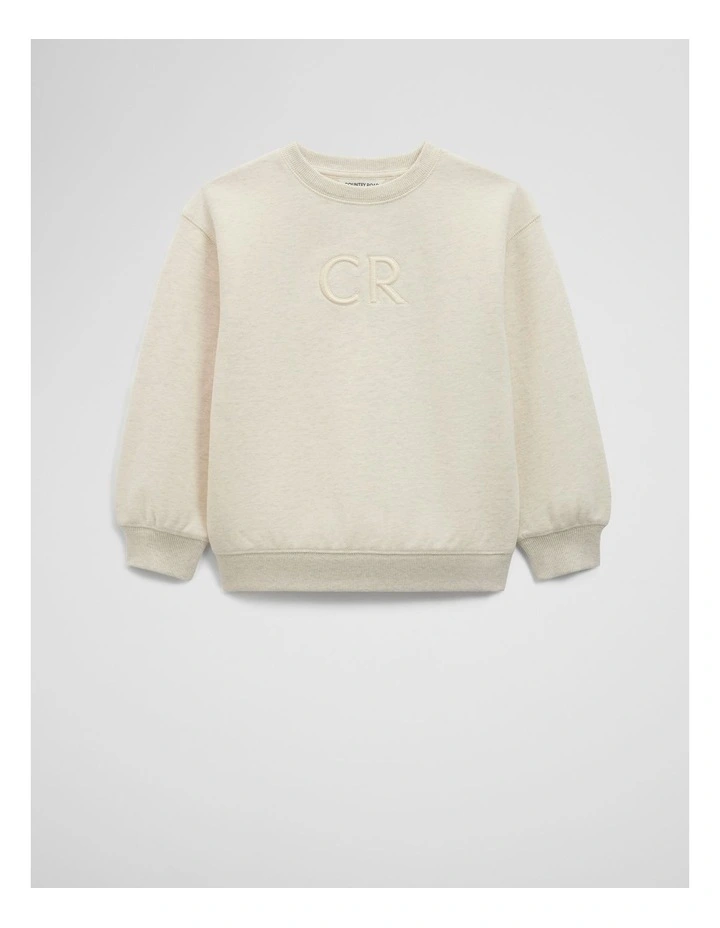 Australian Cotton Oversized Logo Sweat in Oatmeal Marle image 4