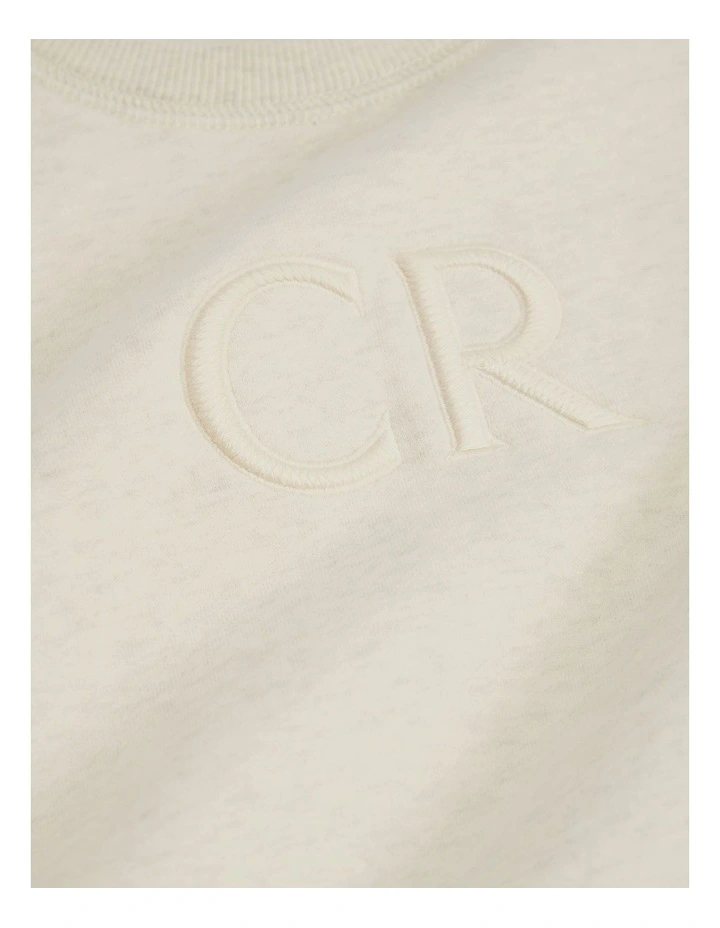 Australian Cotton Oversized Logo Sweat in Oatmeal Marle image 5