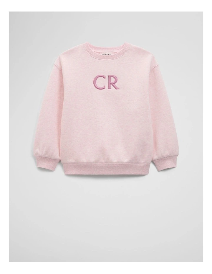 Australian Cotton Oversized Logo Sweat in Pink Marle image 1