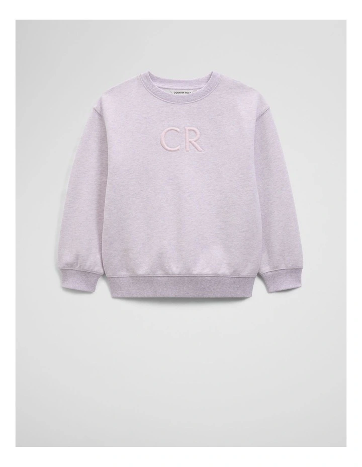 Australian Cotton Oversized Logo Sweat in Lilac Marle image 1