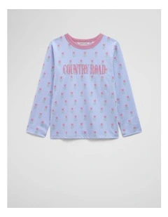 Australian Cotton Long Sleeve Heritage T-shirt in Bluebell Floral