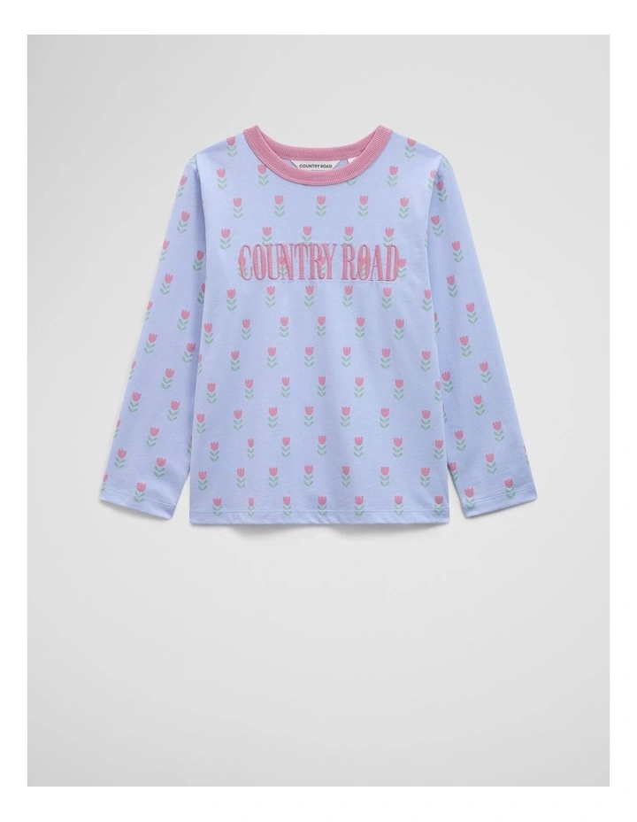 Australian Cotton Long Sleeve Heritage T-shirt in Bluebell Floral image 1