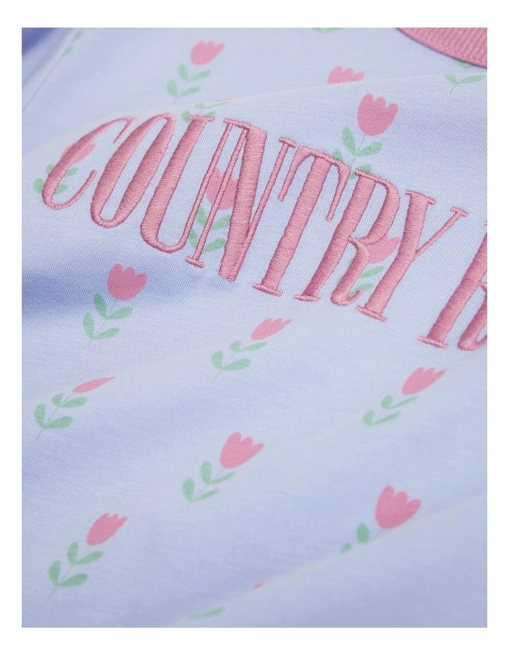 Australian Cotton Long Sleeve Heritage T-shirt in Bluebell Floral image 2