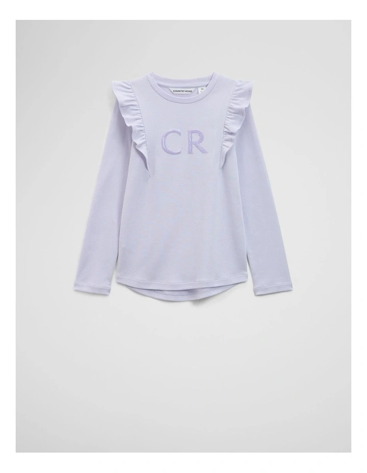 Long Sleeve Logo Frill T-shirt in Lilac image 1
