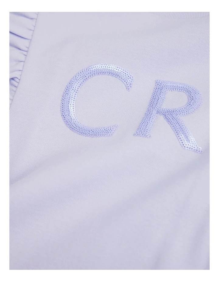 Long Sleeve Logo Frill T-shirt in Lilac image 2