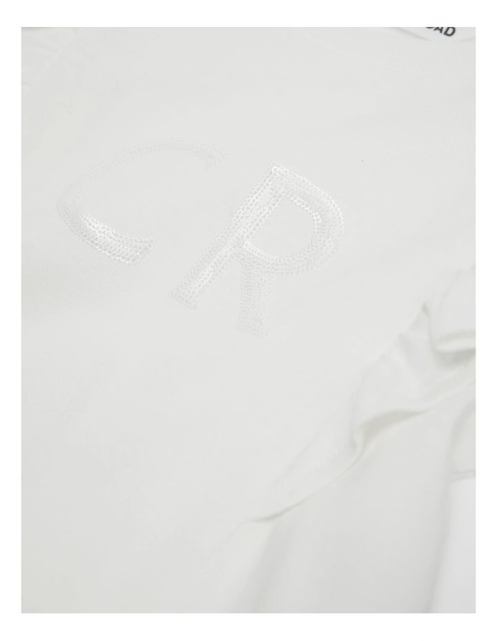 Long Sleeve Logo Frill T-shirt in Marshmallow image 5